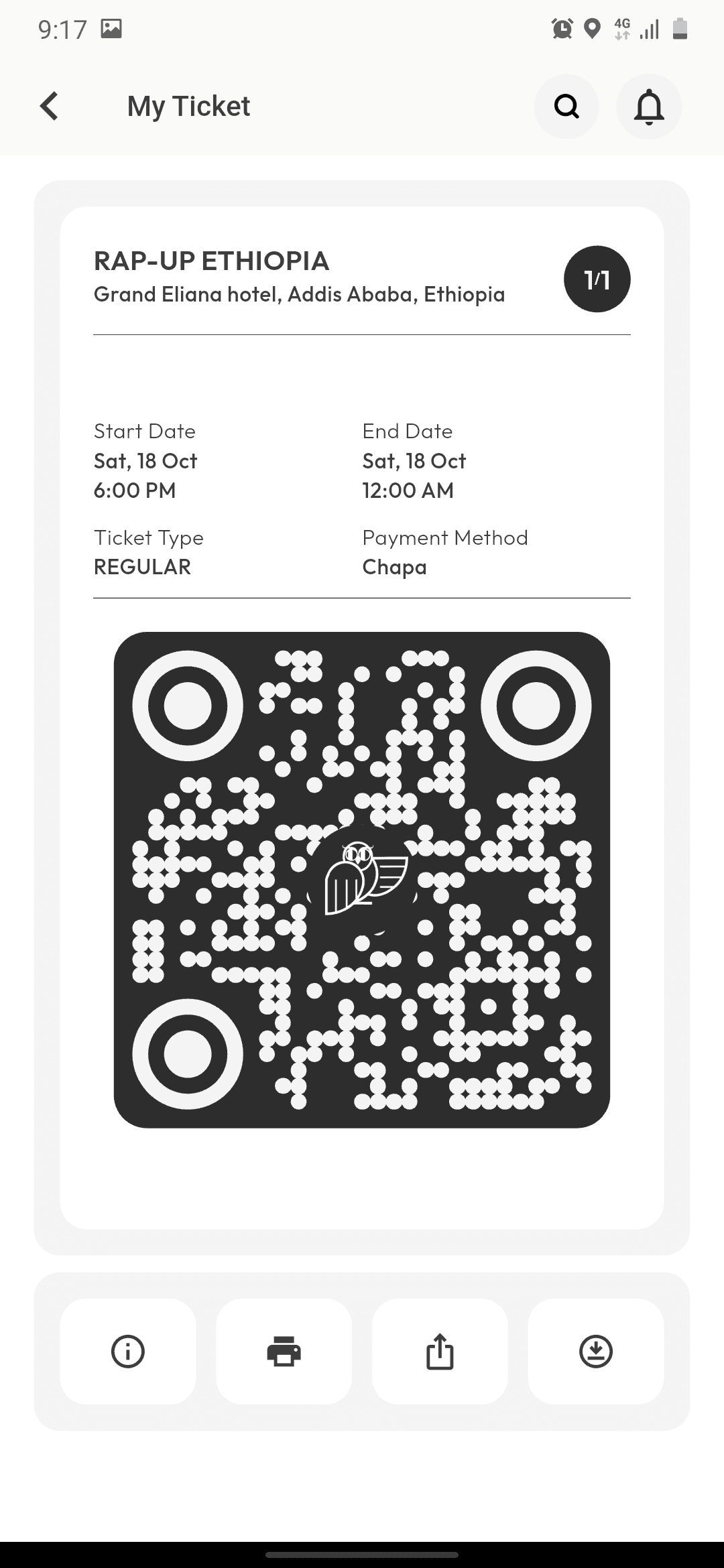 My Ticket Screen